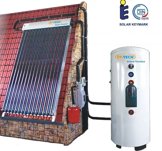 Kit pannello solare termico 250 lt circolazione forzata heat pipe pressurizzato doppia ser...