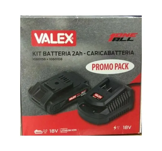 Kit set batteria 18v 2,0 ah e caricabatteria valex one all 1997427 utensili