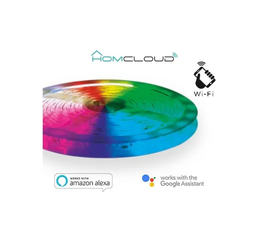 Homcloud - Kit Striscia LED 3m Smart Wi-Fi 24w | Multicolor + Luce Calda | Alexa e Google...