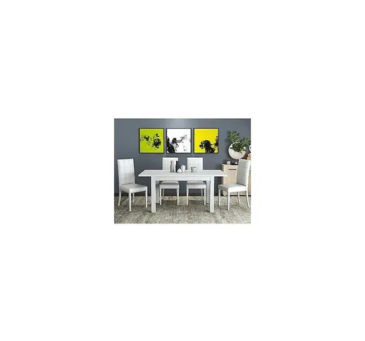 Kit tavolo estensibile allungabile cm 70x110/150 firenze colore: bianco/grigio