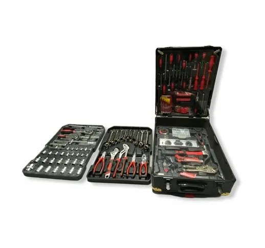 Kit utensili a mano cromo vanadio professionali in valigia trolley 188 pezzi crichetto