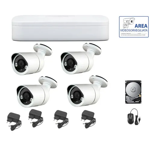 Housecurity - KIT VIDEOSORVEGLIANZA 5 MPX AHD IP CLOUD DVR 4 CANALI 4 TELECAMERE HD 1 TB