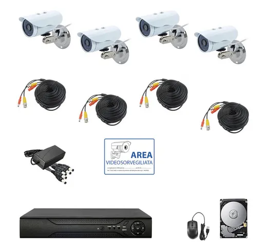 Kit Videosorveglianza Ahd Ip Cloud Dvr 4 Canali 4 Telecamere Hd Ir 2 Mpx Hd 320Gb