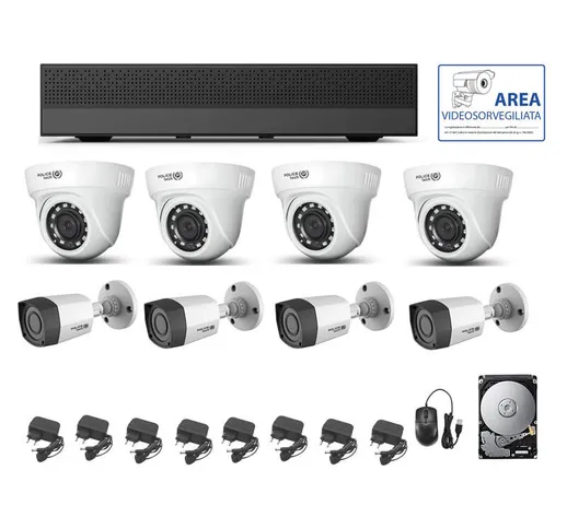 Housecurity - KIT VIDEOSORVEGLIANZA AHD IP CLOUD DVR 8 CANALI 8 TELECAMERE AHD 2 MPX HD 1T...