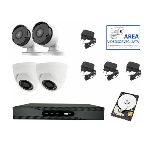 Kit Videosorveglianza Safire Ahd 1080P 4 Telecamere Ahd 2 Mpx Xdvr Cloud + Hd 1 Tb