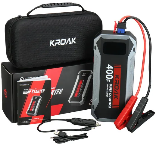 Kroak S300 1200A 12V 400F -40 Avviatore portatile per auto℃+70℃ Powerbank Battery booster...