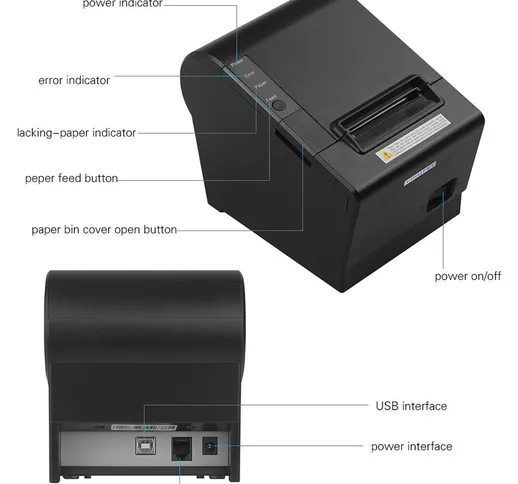 Goojprt - La stampante per ricevute desktop utilizza carta termica da 58 mm per tagliare a...