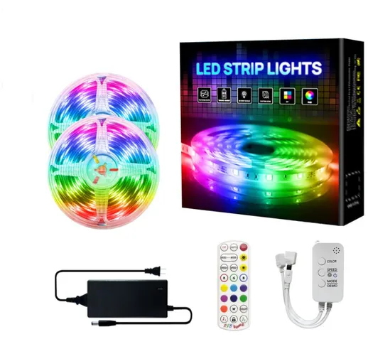 Lampada a nastro a LED 5050 Bluetooth Bright Tape Set Music RGB Sound Control Intelligent...