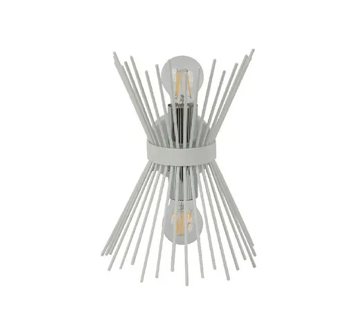 Lampada a Parete Brush - Applique - Bianco, Cromo in Metallo, 22 x 32 x 15 cm, 2 x E27, Ma...