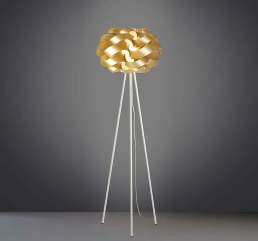 Lampada Da Terra Con Treppiede 1 Luce Cloud In Polilux Oro Made In Italy - New Gold