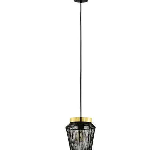 Lampada a sospensione escandidos Nero, ottone, oro h: 110 ø: 22 cm dimmerabile