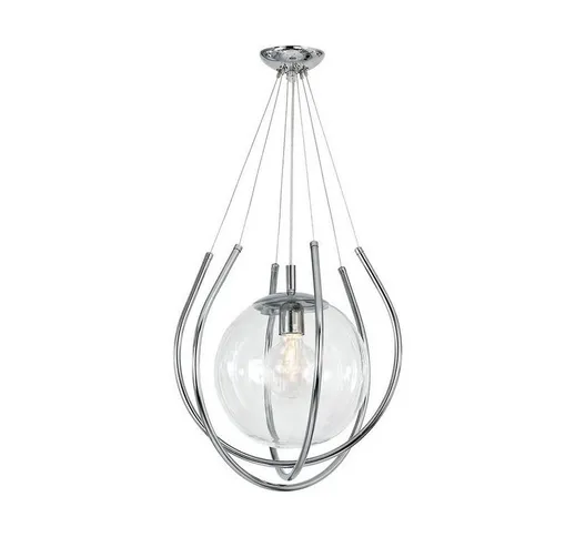 Homemania - Lampada a Sospensione Felis - Lampadario - da Soffitto - Cromo in Metallo, Vet...