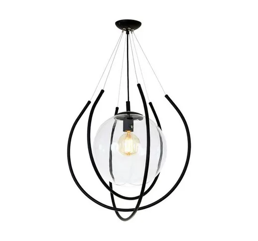 Lampada a Sospensione Felis - Lampadario - da Soffitto - Nero in Metallo, Vetro, 55 x 55 x...