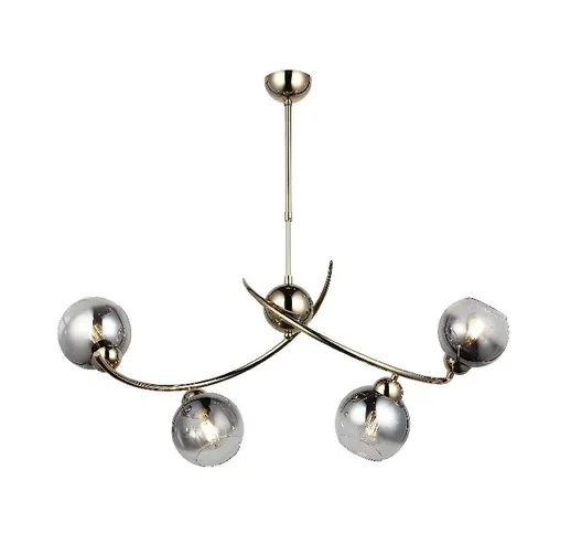 Lampada a Sospensione Hedra - Lampadario - da Soffitto - Oro in Metallo, Vetro, 22 x 44 x...