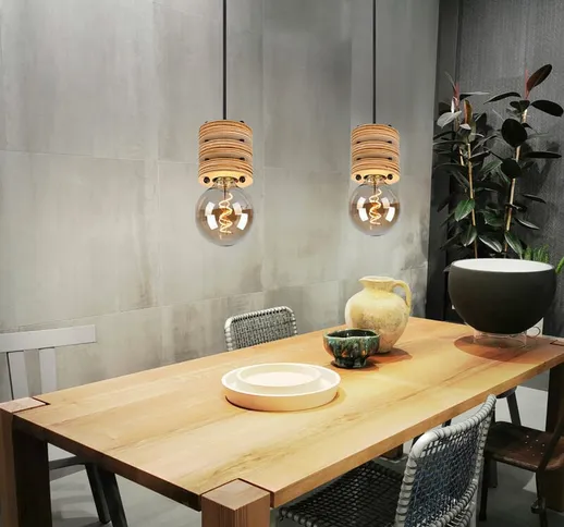Etc-shop - Lampada a sospensione lampada in legno lampada da tavolo da pranzo lampada a so...