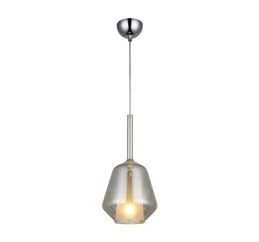 Homemania - Lampada a Sospensione Onda Lampadario - da Soffitto Cromo Metallo, Vetro, 18 x...