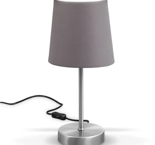 B.k.licht - Lampada da comodino, Lampada da tavolo con paralume in tessuto grigio, adatta...