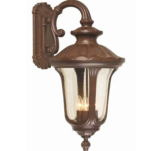 Lampada da esterno lampada da parete lanterna acciaio vetro soffiato h 70 cm bronzo IP44