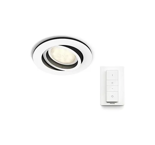 Hue Milliskin Smart LED Spotlight da incasso, GU10, 5,5 W con telecomando, luce bianca cal...