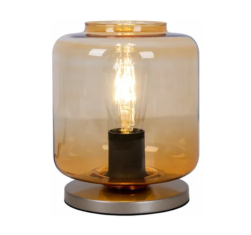 Lampada da lettura dimmerabile comodino lampada vetro ambra oro telecomando set con lampad...