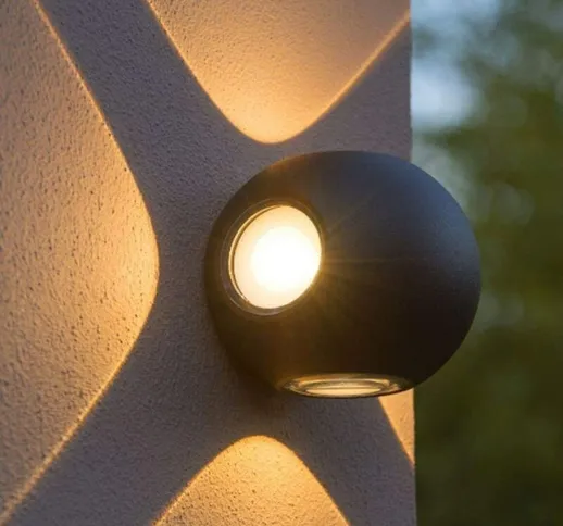 Lampada da parete a LED da 12 W, per interni ed esterni, moderna lampada da parete circola...