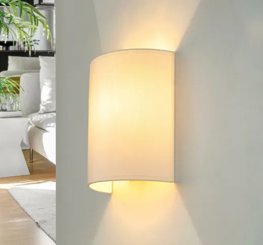 Lampada da parete ALICE dal design moderno con paralume in stoffa bianca E27 applique a mu...