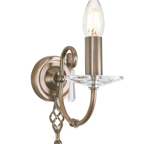 Etc-shop - Lampada da parete Lampada Acciaio Ottone Invecchiato h 22 cm Lampada da corrido...