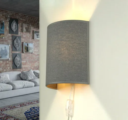 Lampada da parete moderna alice con paralume in tessuto grigio E27 - Grigio