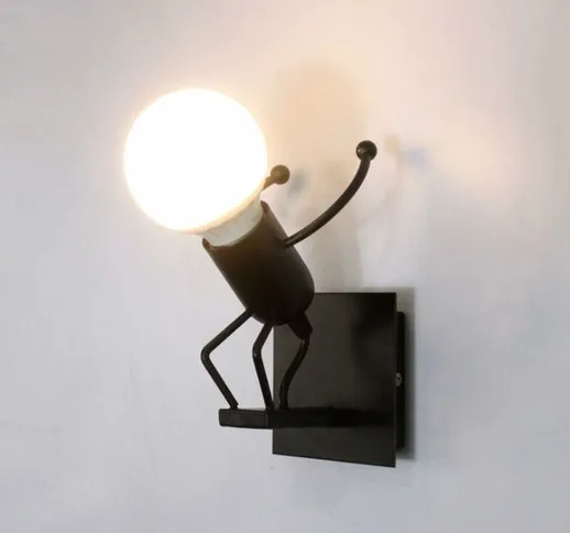 Longziming - Lampada da parete robot, lampada da parete creativa Little Iron Man, luci da...