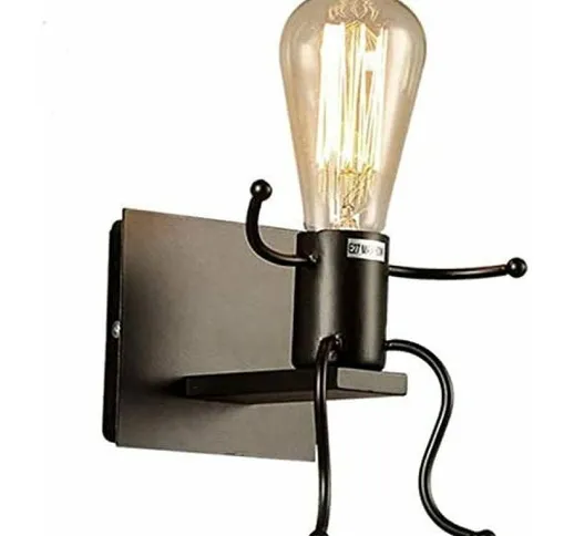 Lampada da parete vintage creativa a LED Lampada da parete industriale retrò in ferro nero...