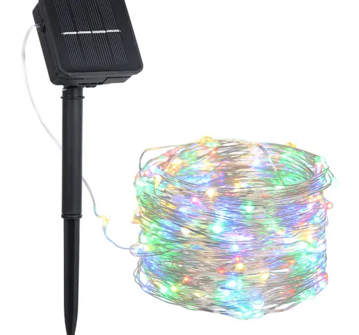 Asupermall - Lampada da prato solare in filo di rame, colorata, 9W, 15 metri 150 LED