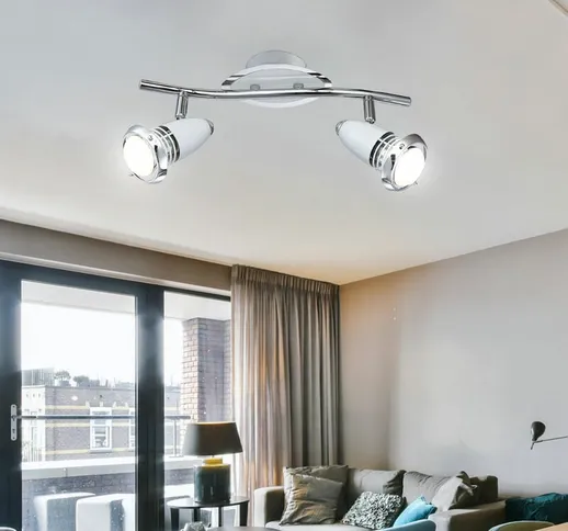 Lampada da soffitto Faretto LED per sala da pranzo cromato con faretti orientabili, bianco...