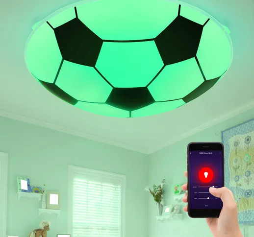 Lampada da soffitto per bambini Smart Home dimmable Football Glass Light Alexa Google in u...