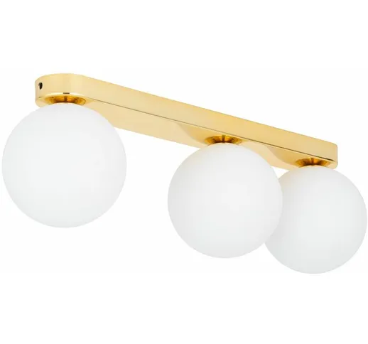 Lampada da soffitto vetro metallo in oro bianco 46 cm elegante - Oro, Bianco