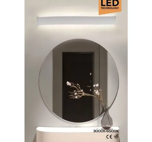 Sesamall - Lampada da Specchio LED 18W Doppio Luce Bianco Caldo Freddo 3000-6500K Argento...