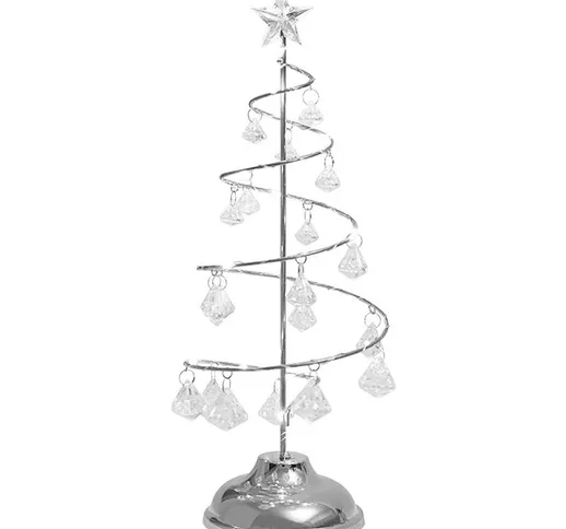 Lampada da tavolo a LED per albero di Natale, luce bianca argento senza batteria