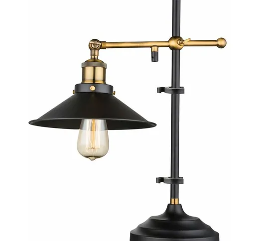 Lampada da tavolo vintage soggiorno lavoro vecchia lampada in ottone nero regolabile in al...