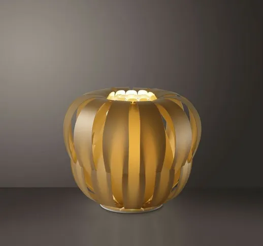 Lampada Da Terra Moderna 2 Luci Queen In Polilux Oro D60 Made In Italy - New Gold