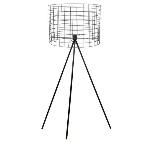 Lampada da Terra Treppiede in Metallo Altezza 142 cm Nera