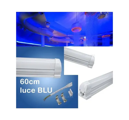 Lampada Luce 60Cm Sottopensile Ambienti Luce Blu Barra Led Tubo Neon T8 9 Watt
