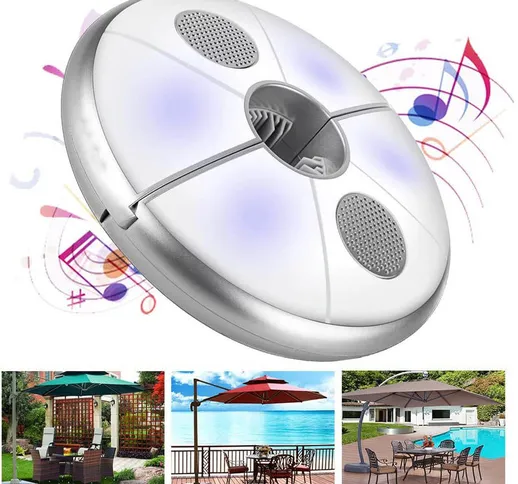 Lampada Luce Ombrellone 48 Led Con Speaker Audio Bluetooth Senza Fili Ricaricabile