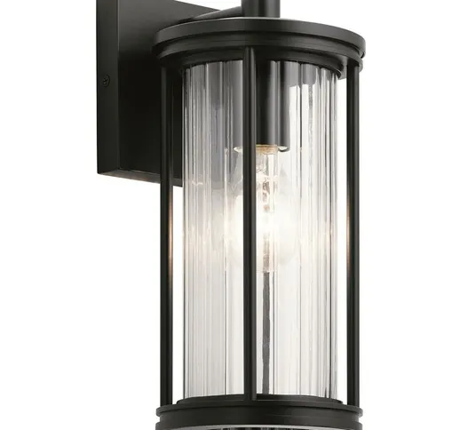 Lampada murale Barras E27 40W IP44 Alluminio, acciaio, vetro trasparente Black l: 15,7 cm...