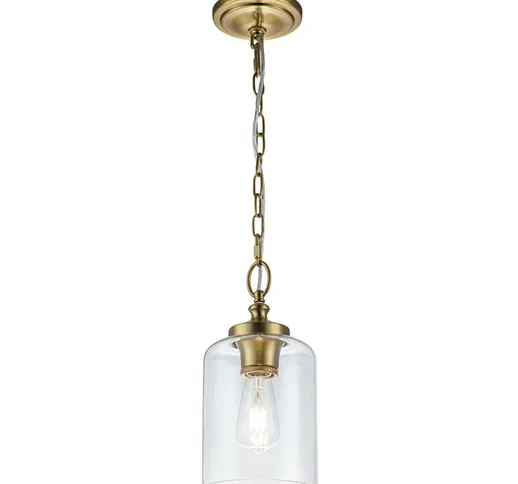 Feiss - Lampada sospesa Hounslow E27 60W Acciaio, vetro trasparente Brüniert b: 16,5 cm Ø1...