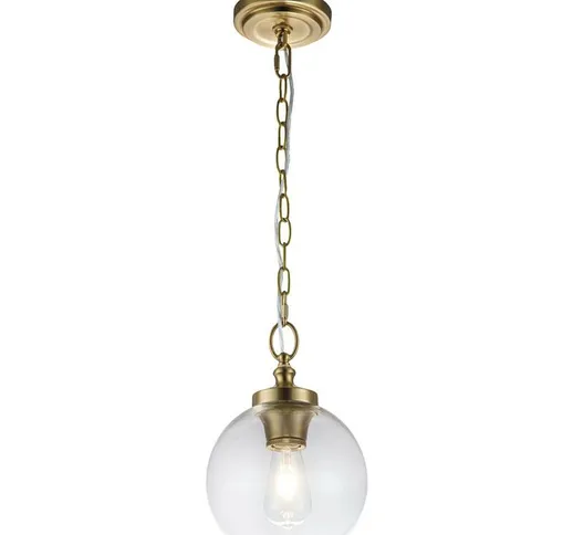 Lampada sospesa Tabby E27 60W Acciaio, vetro trasparente Brüniert B: 21,6 cm Ø21,6 cm Alte...