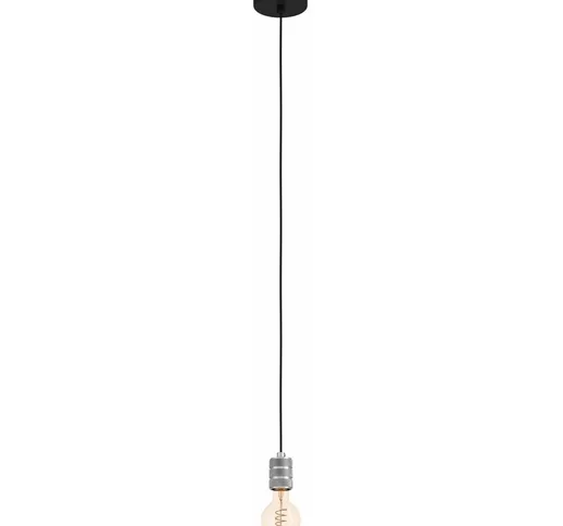 Lampada sospesa Yorth Steel Black, argento E27 1x40W h: 150 cm Ø5 cm Dimmabile