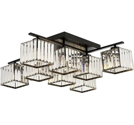 Vetrineinrete - Lampadari da soffitto 8 cubi in vetro lampada contemporaneo in metallo ner...