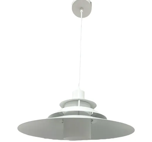 Vetrineinrete - Lampadario a sospensione industriale E27 lampada pendente vintage bianco m...
