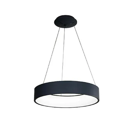 Lampadario Lampada Anello Nero 60Cm Luce Led Soffitto Sospensione Pendente Moderno Design
