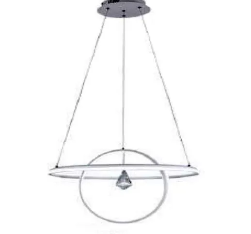 Lampadario led moderno 2 anelli 70 watt lampada con cristallo a luce calda 3000k