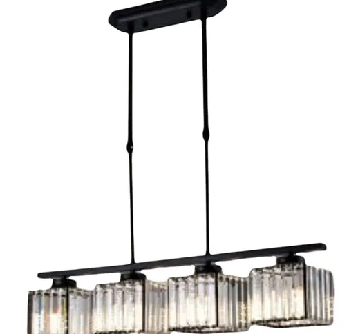 Lampadario moderno a sospensione 4 cubi in vetro lampada contemporaneo in metallo nero att...